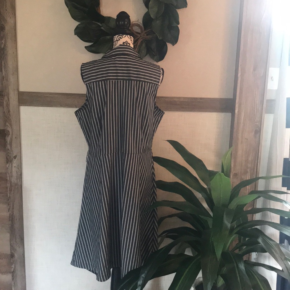 Pinstriped Asymmetric Flared Dress - Picture 5 of 6
